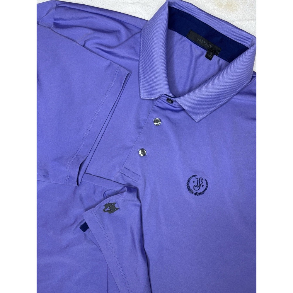 Greyson Short Sleeve Golf Polo Shirt Mens Size XL Solid Purple Polyester Stretch